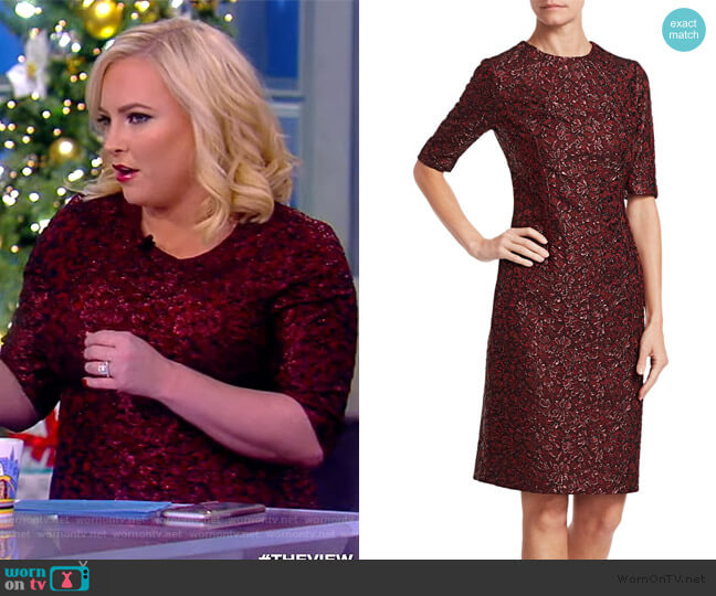 Teri Jon by Rickie Freeman Metallic Jacquard Cocktail Dress worn by Meghan McCain on The View