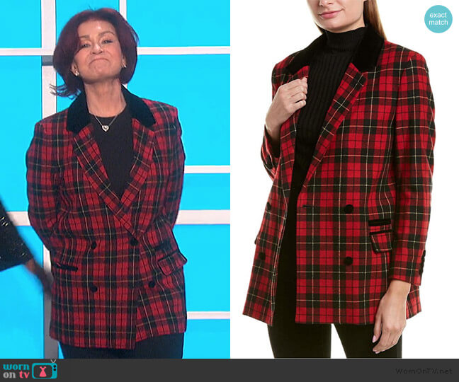 The Kooples Plaid Riding Jacket worn by Sharon Osbourne on The Talk