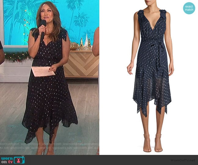 The Kooples Sleeveless Polka Dot Midi Dress worn by Carrie Inaba on The Talk