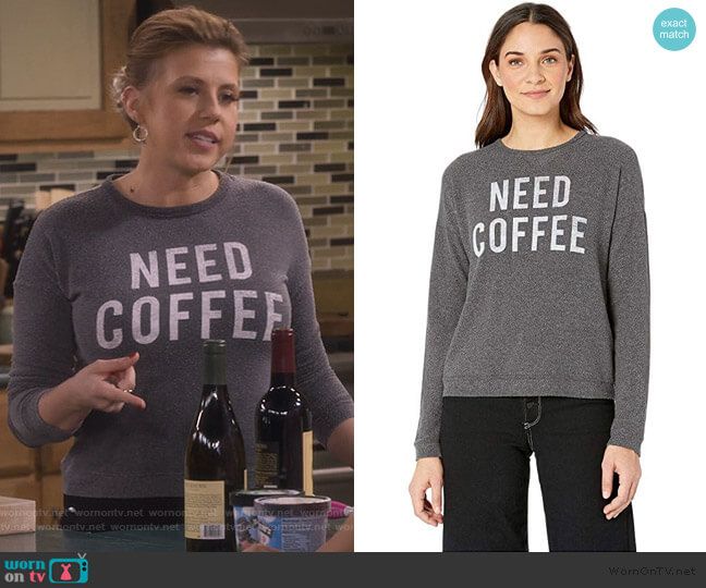 The Original Retro Brand Need Coffee Hacci Supersoft Pullover worn by Stephanie Tanner (Jodie Sweetin) on Fuller House