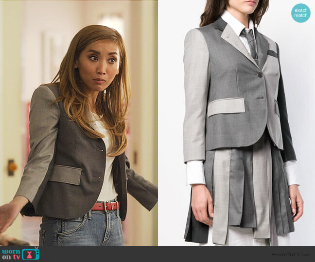Thom Browne Fun-Mix Twill Sport Coat worn by Madison Maxwell (Brenda Song) on Dollface