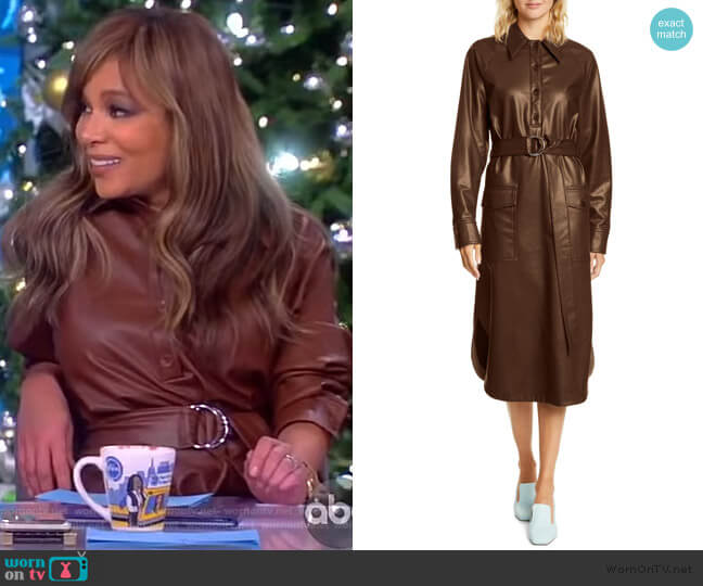 Tibi Belted faux leather midi dress worn by Sunny Hostin on The View
