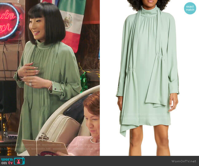Tibi Modern Drape Long Sleeve Dress worn by Mei Lin (Poppy Liu) on Sunnyside