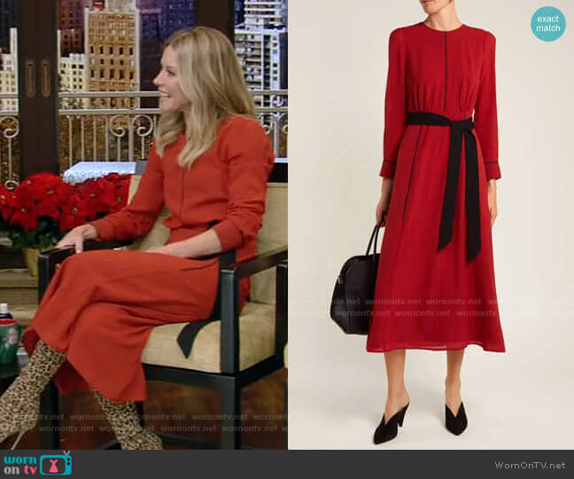 Cefinn Tie-Waist Voile Midi Dress worn by Kelly Ripa on Live with Kelly and Mark