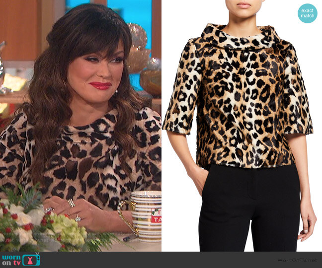 Trina Turk Faux Leopard Roll-Neck worn by Marie Osmond on The Talk