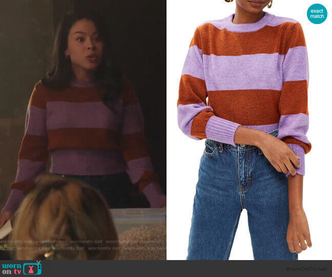 Topshop Bold Stripe Crewneck Sweater worn by Mariana Foster (Cierra Ramirez) on Good Trouble