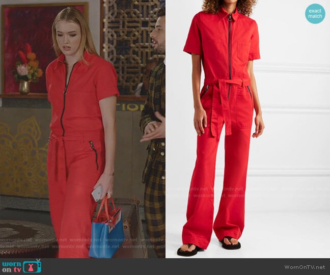 Victoria Victoria Beckham Belted Cotton-Drill Jumpsuit worn by Kirby Anders (Maddison Brown) on Dynasty