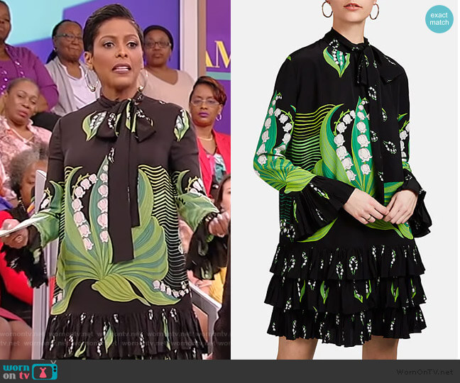 Valentino Lily-Print Silk Crêpe De Chine Dress worn by Tamron Hall on Tamron Hall Show