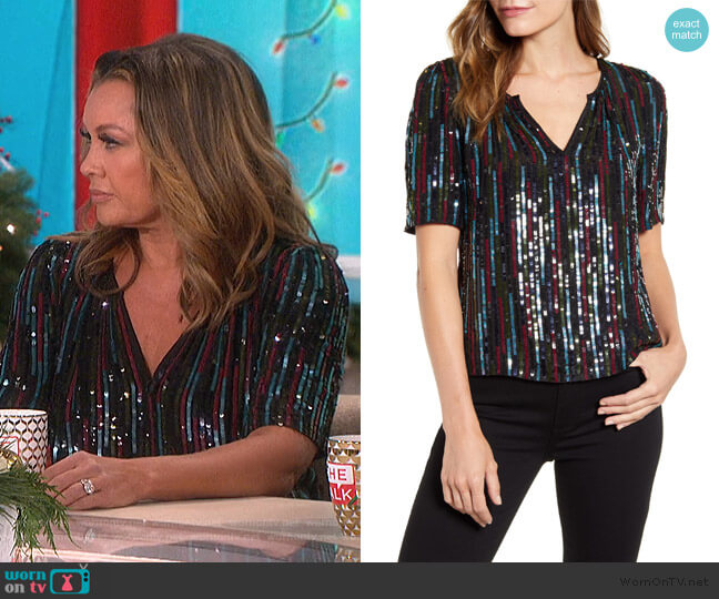Velvet by Graham & Spencer Multicolor Sequin Short Sleeve Top