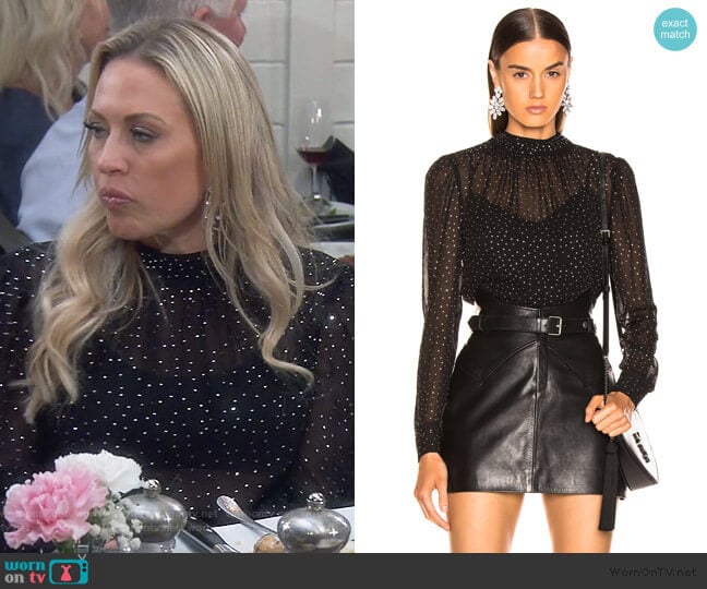 Veronica Beard Mena Top worn by Braunwyn Windham-Burke on The Real Housewives of Orange County