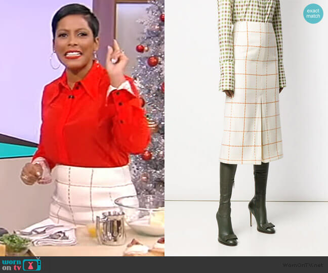 Victoria Beckham Check Pleated Skirt worn by Tamron Hall on Tamron Hall Show