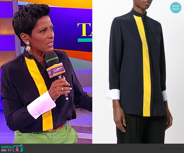 Victoria Victoria Beckham Contrast Stripe Shirt worn by Tamron Hall on Tamron Hall Show