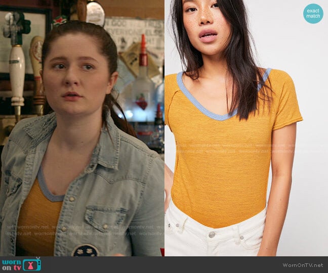 Free People We The Free Frenchie Ringer Tee worn by Debbie Gallagher (Emma Kenney) on Shameless