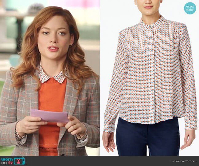 Weekend Max Mara Silk Fish-Print Shirt worn by Zoey Clarke (Jane Levy) on Zoeys Extraordinary Playlist