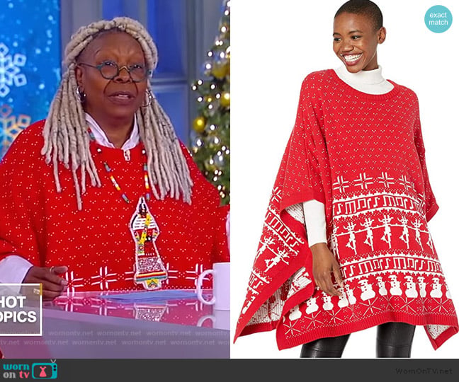 Whoopi Fair Isle Knit Cape worn by Whoopi Goldberg on The View