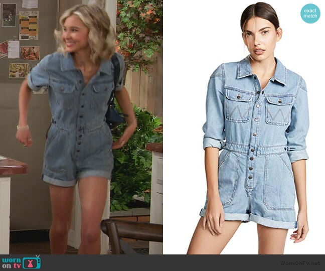 Wrangler Denim Romper worn by Katie Cooper (Isabel May) on Alexa & Katie