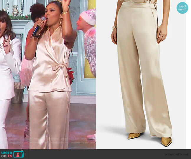 Zero + Maria Cornejo Kati Satin Wide-Leg Pants worn by Eve on The Talk