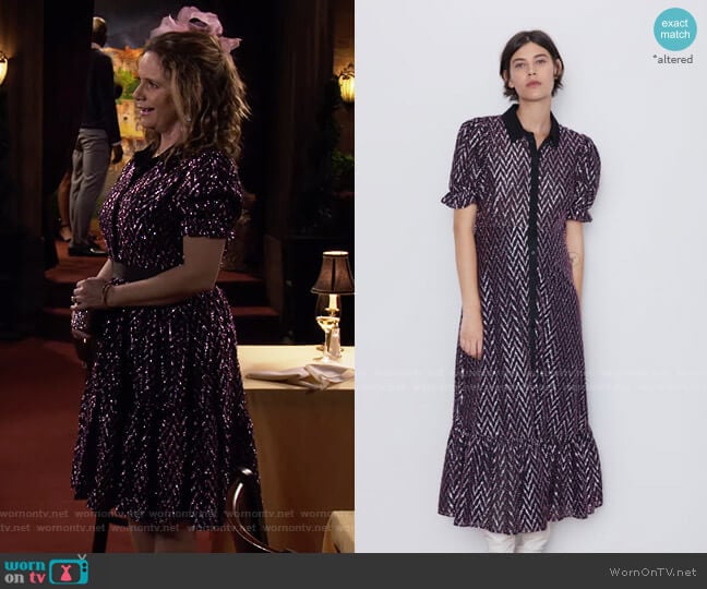 Zara Dress with Metallic Thread worn by Kimmy Gibbler (Andrea Barber) on Fuller House