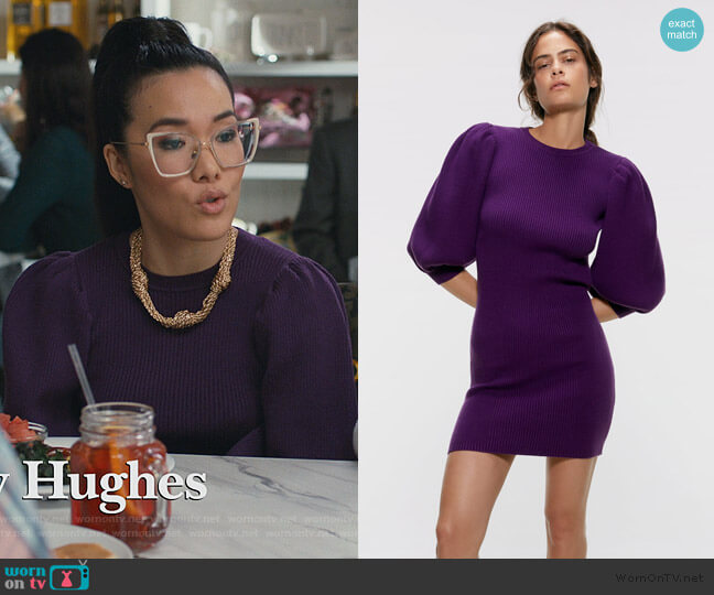 Zara Puffy Sleeved Dress worn by Doris (Ali Wong) on American Housewife