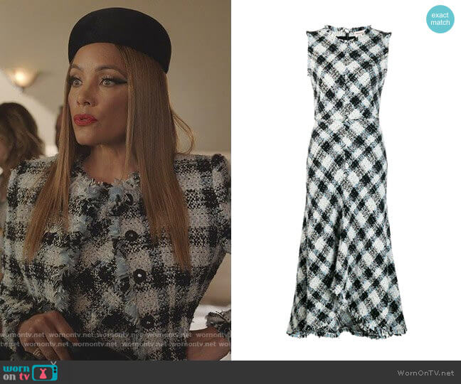 Alexander McQueen Tweed Midi Dress worn by Dominique Deveraux (Michael Michele) on Dynasty