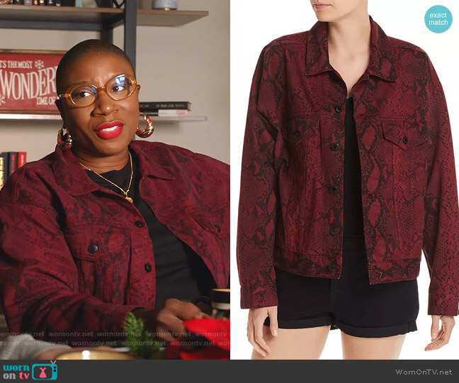 alexanderwang.t Game Snakeskin Print Denim Jacket worn by Henrietta Wilson (Aisha Hinds) on 9-1-1