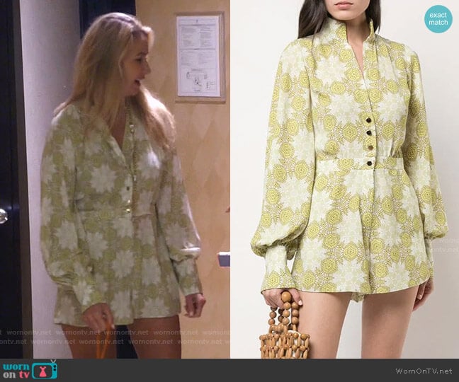 Alexis Lashawn Mosaic-Print Romper worn by Kary Brittingham on The Real Housewives of Dallas