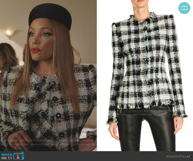 Alexander McQueen Collarless Tweed Jacket worn by Dominique Deveraux (Michael Michele) on Dynasty