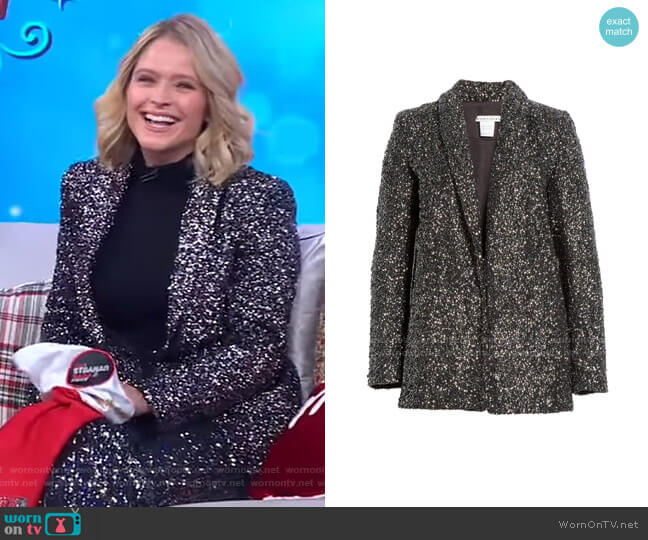 Alice + Olivia Jace Oversize Sparkle Blazer worn by Sara Haines on Good Morning America