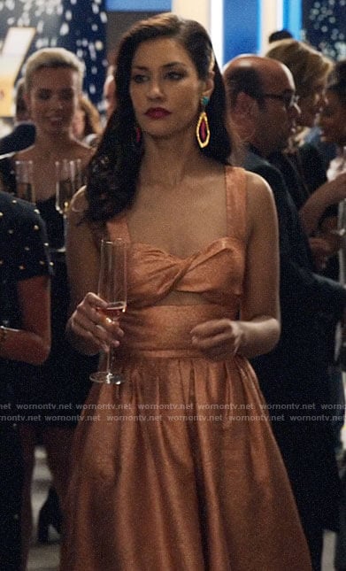 Alison’s orange twist bust dress on The Morning Show