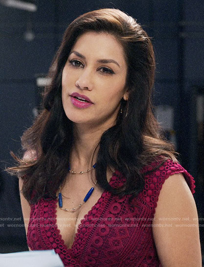Alison’s pink lace v-neck dress on The Morning Show
