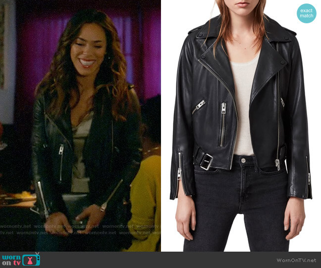 All Saints Balfern Leather Jacket worn by Emily Lopez (Jessica Camacho) on All Rise