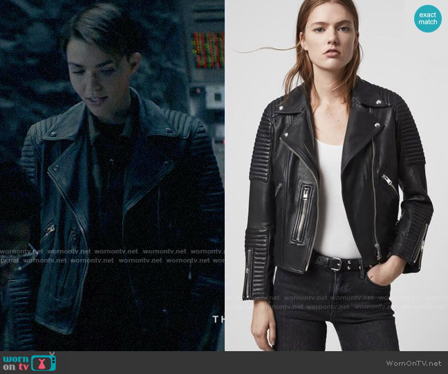 All Saints Estella Leather Biker Jacket worn by Kate Kane (Ruby Rose) on Batwoman