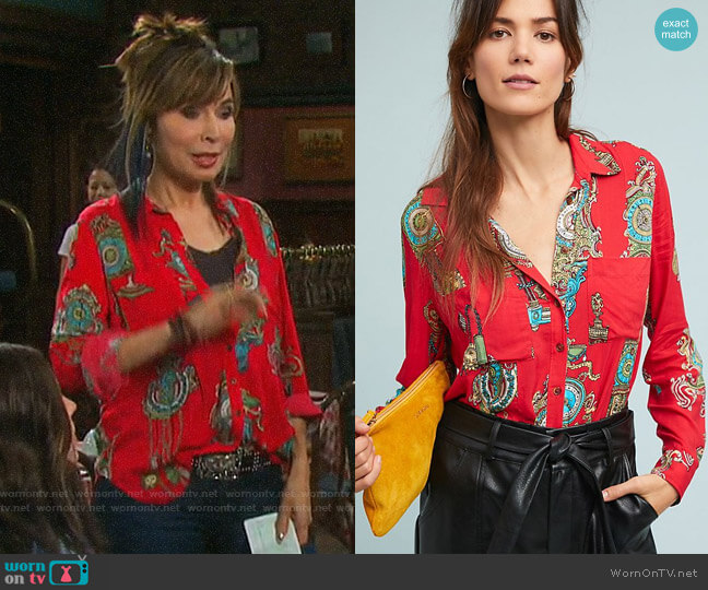 Maeve Whimsy Buttondown worn by Kate Roberts (Lauren Koslow) on Days of our Lives