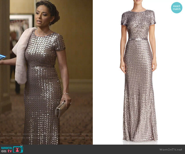 Aqua Belted Sequin Gown worn by Teri Brooks-Lyon (Meta Golding) on Empire