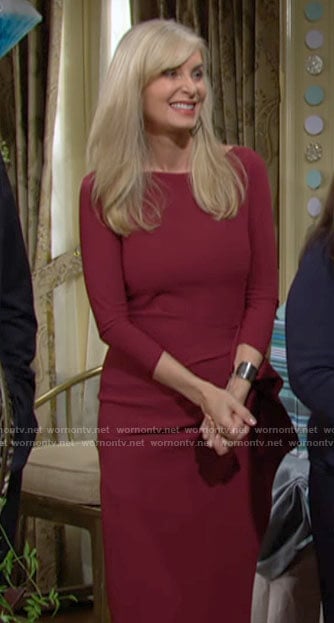 Ashley’s red side ruffle dress on The Young and the Restless