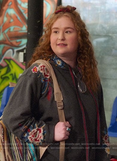 Ashlyn’s floral embroidered hoodie on High School Musical The Musical The Series