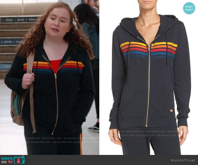 Aviator Nation 5 Stripe Hoodie worn by Ashlyn (Julia Lester) on High School Musical The Musical The Series