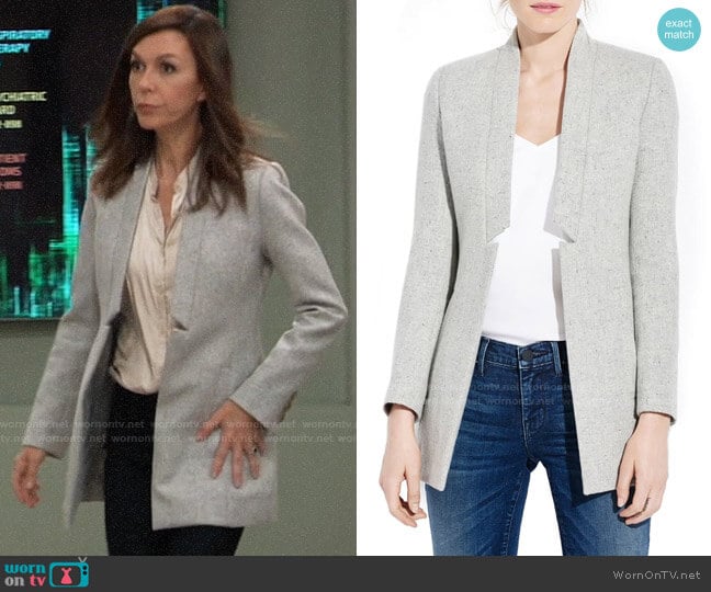Ayr The Coup Tweed Blazer worn by Anna Devane (Finola Hughes) on General Hospital