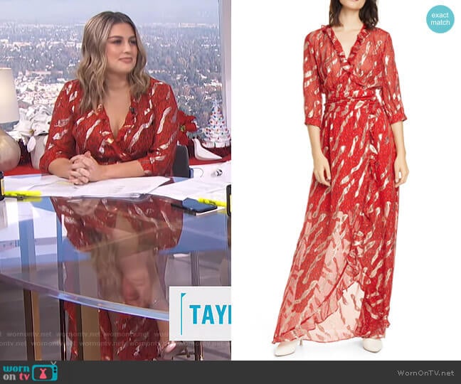 Ba&Sh Hali Metallic Print Silk Blend Maxi Dress worn by Carissa Loethen Culiner on E! News