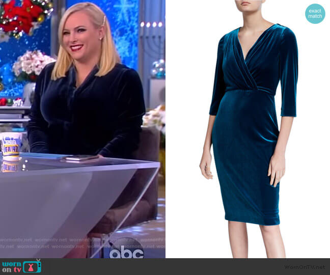 Badgley Mischka Collection V-Neck 1/2-Sleeve Velvet Cocktail Dress worn by Meghan McCain on The View
