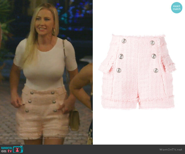 Balmain Tweed Shorts worn by Stephanie Hollman on The Real Housewives of Dallas