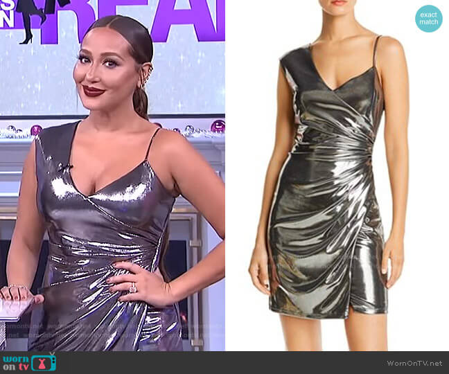 Bcbgmaxazria Gunmetal Lamé Cocktail Dress worn by Adrienne Houghton on The Real