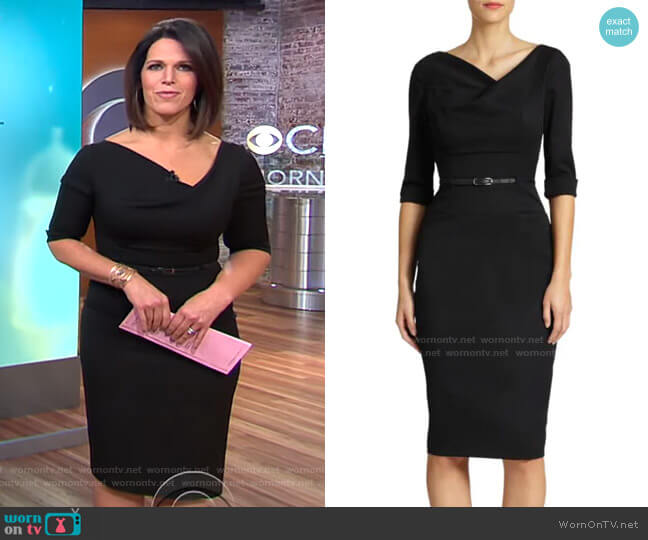 Black Halo Jackie O Three-Quarter Sleeve Dress worn by Dana Jacobson on CBS Mornings