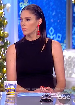 Abby’s black shoulder cutout jumpsuit on The View