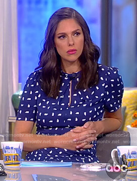 Abby’s blue printed keyhole dress on The View