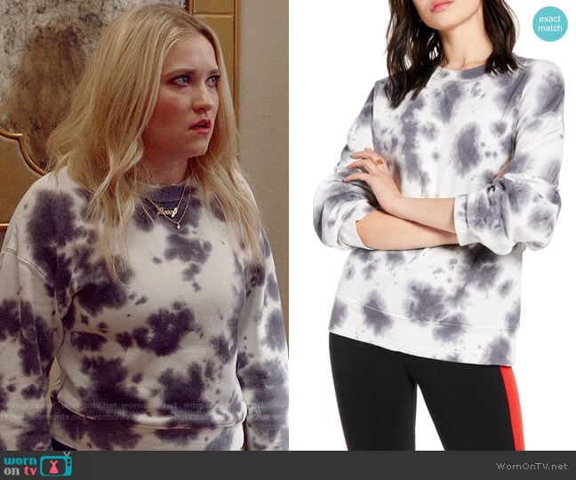 BP x Claudia Sulewski Tie Dye Sweatshirt worn by Roxy Doyle (Emily Osment) on Almost Family