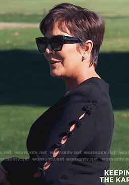 Kris’s black square sunglasses on Keeping Up with the Kardashians