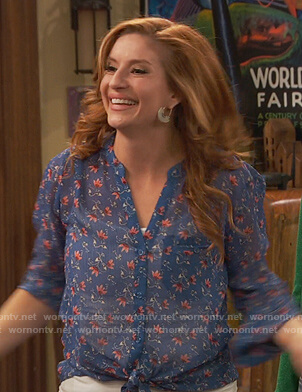 Chelsea’s blue floral blouse on Ravens Home