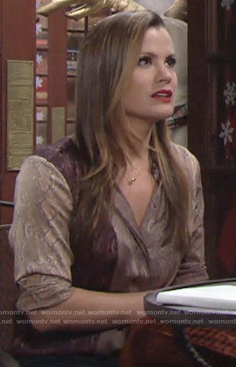 Chelsea’s mixed snake print blouse on The Young and the Restless