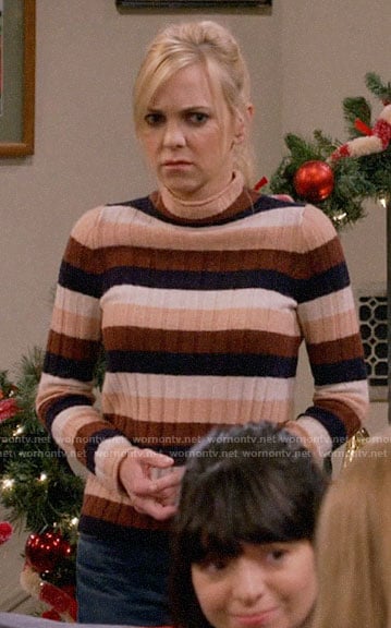 Christy’s striped mock neck sweater on Mom
